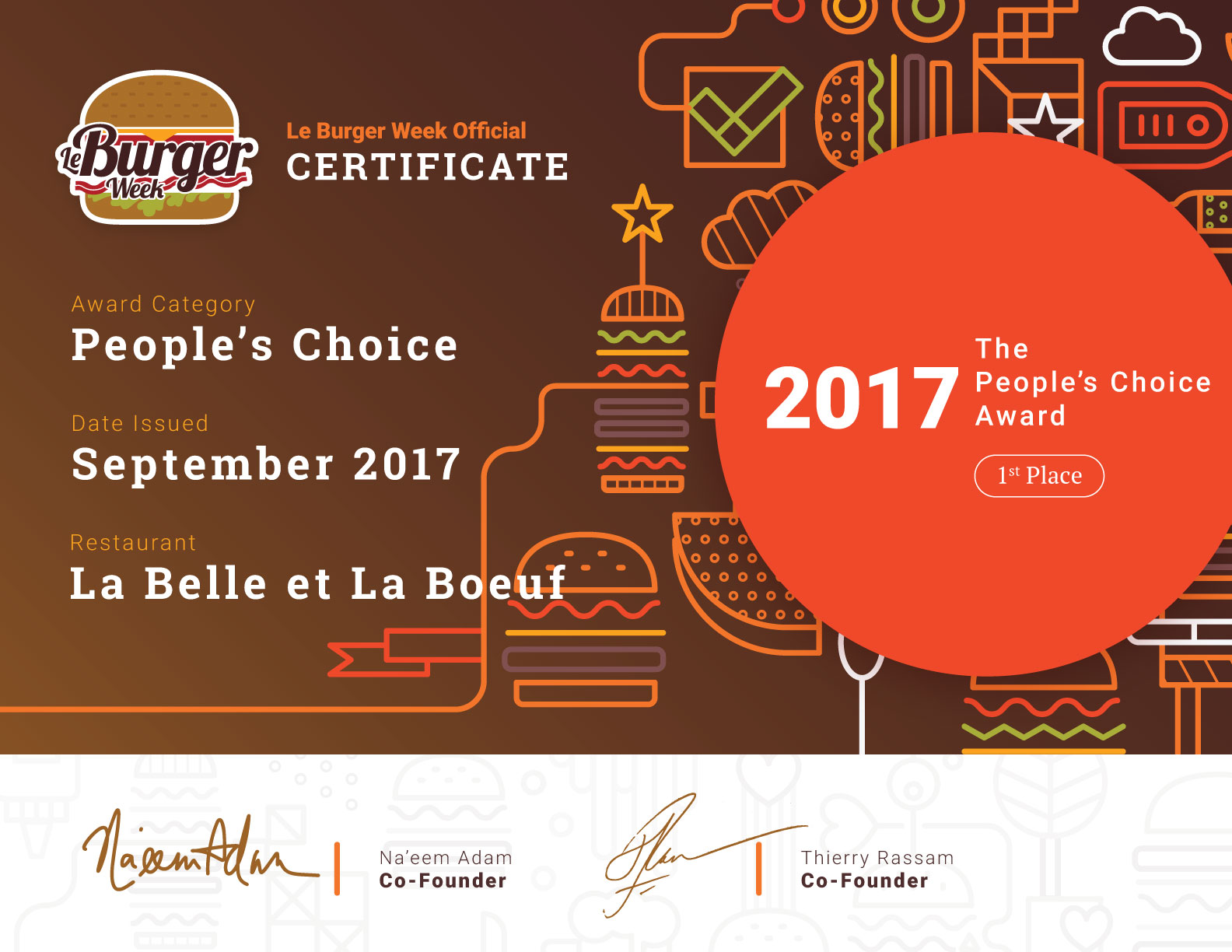 Le Burger Week certificate design by Loogart