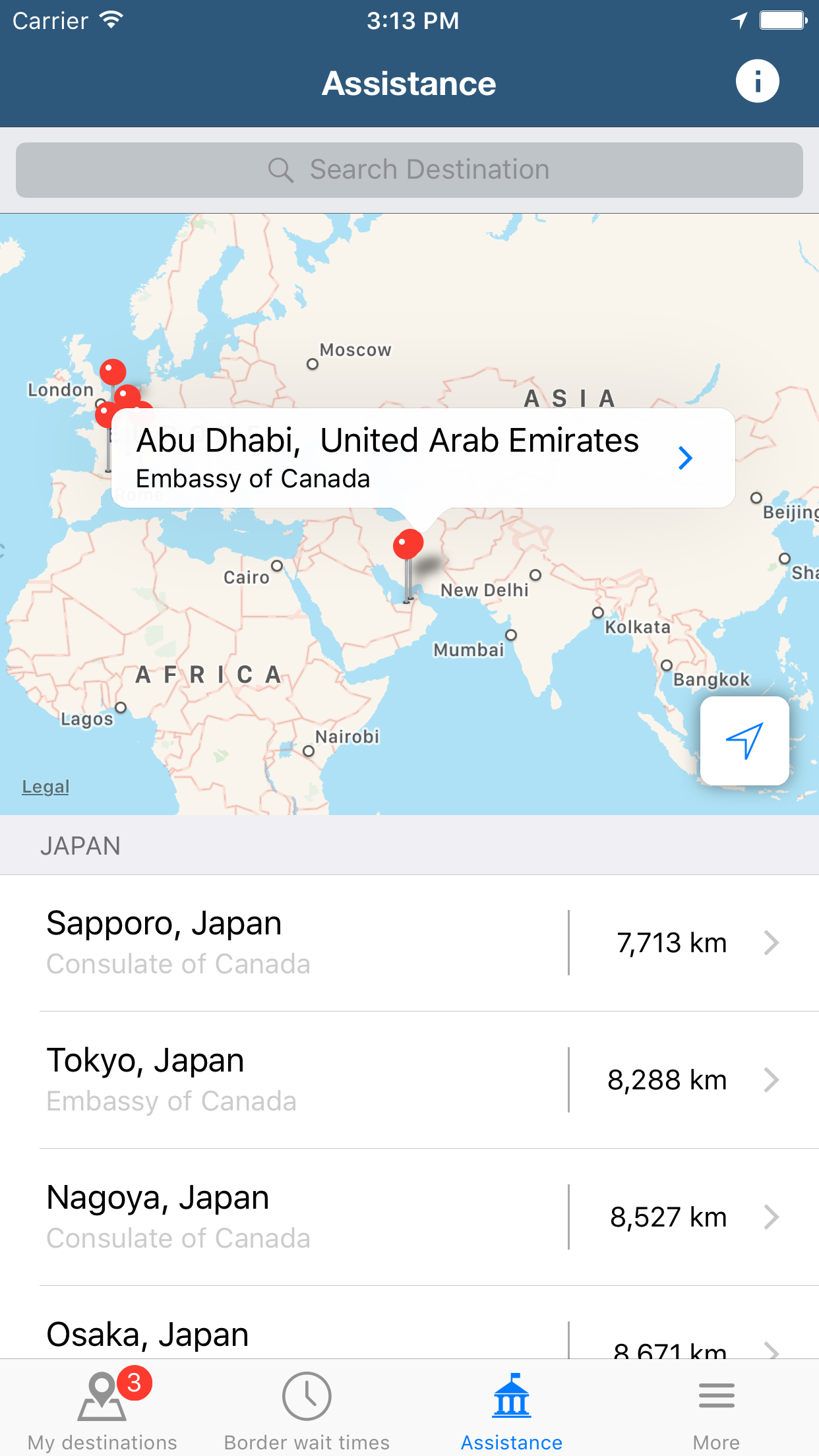Travel Smart: Assistance travel-smart-canada-iOS-assistance-view