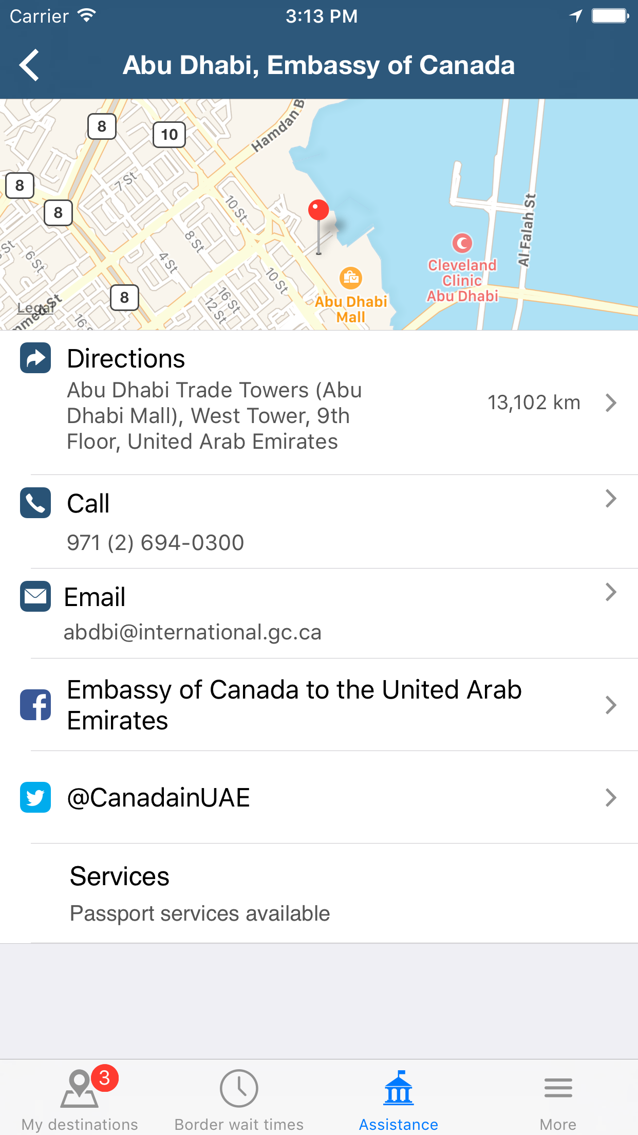Travel Smart: Assistance Office Level travel-smart-canada-iOS-assistance-view-2