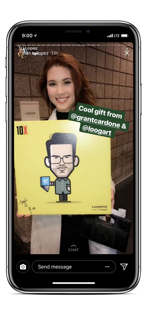 Tai Lopez printed Loogmoji by Loogart on canvas on Snapchat Story