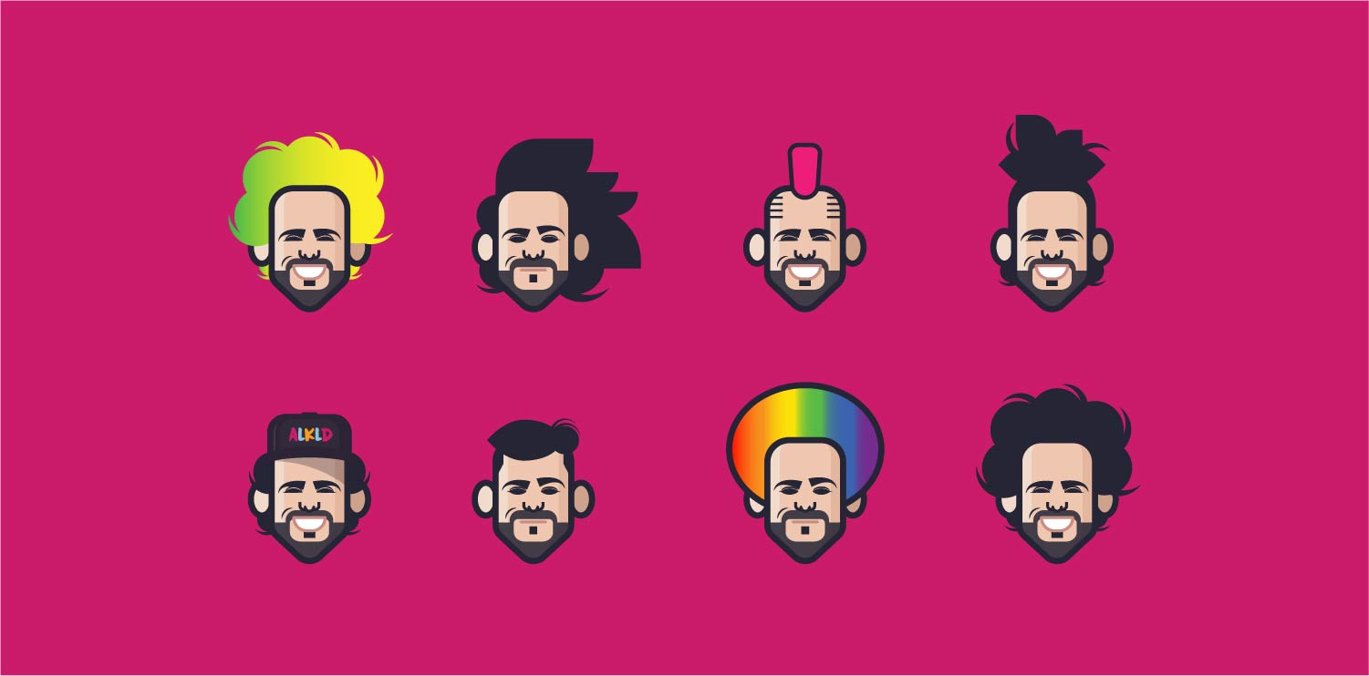 adib alkhalidey Loogmoji with different funny haircuts